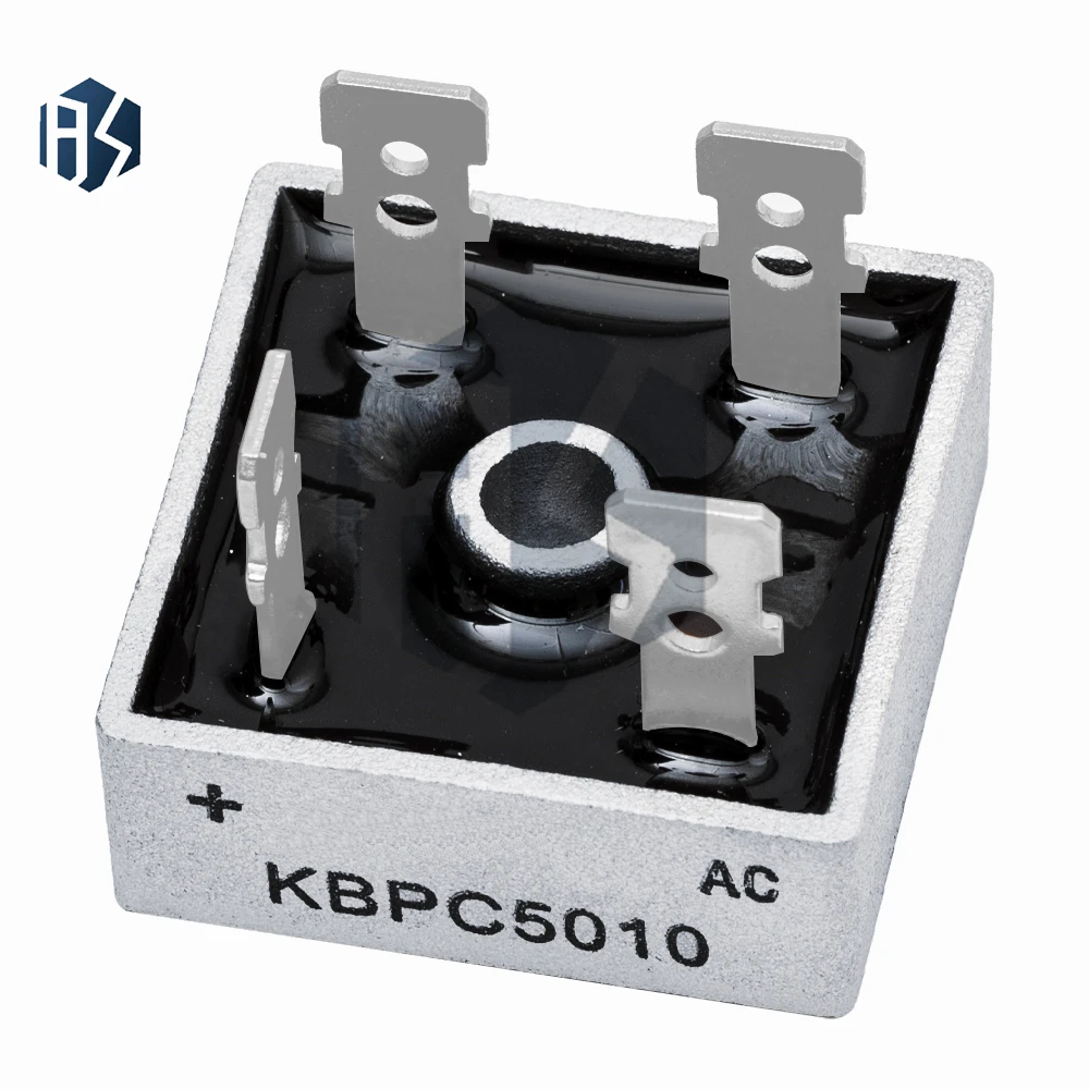 1 unidade ‌ Diodo retificador de ponte KBPC5010 - chip GPP monofásico 50A 1000V para fontes de alimentação industriais e unidades de motor
