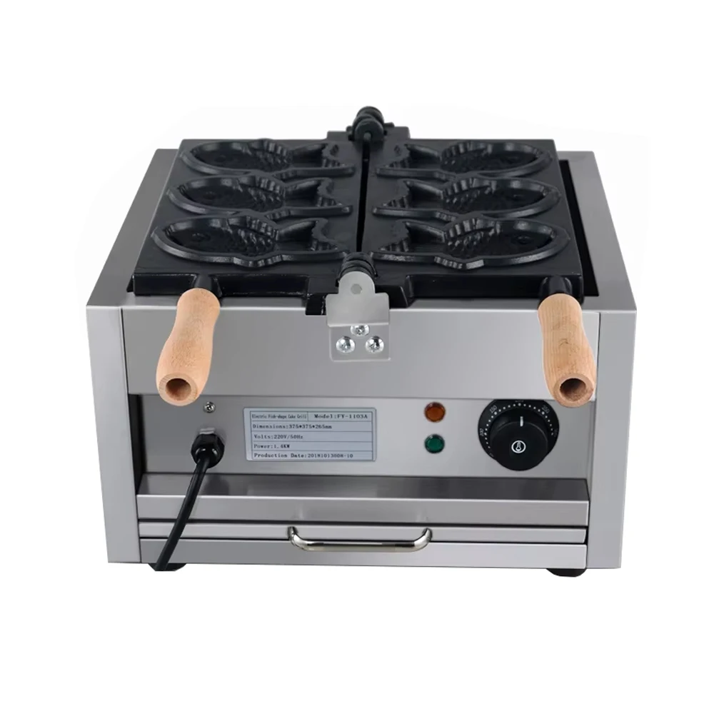 Commercial Electric Cake Stuffed Fish Shaped Taiyaki Making Korean Cake Machine Egg Taiyaki Ice Cream Cone Waffle Machine