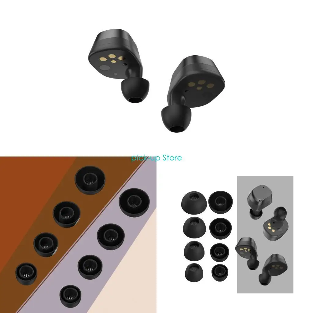 

Q5WA 8Pcs Silicone Ear Tips In Ear Earbuds Eartips Adapters for True Wireless 4 Soft Tips Diameter 8-14mm