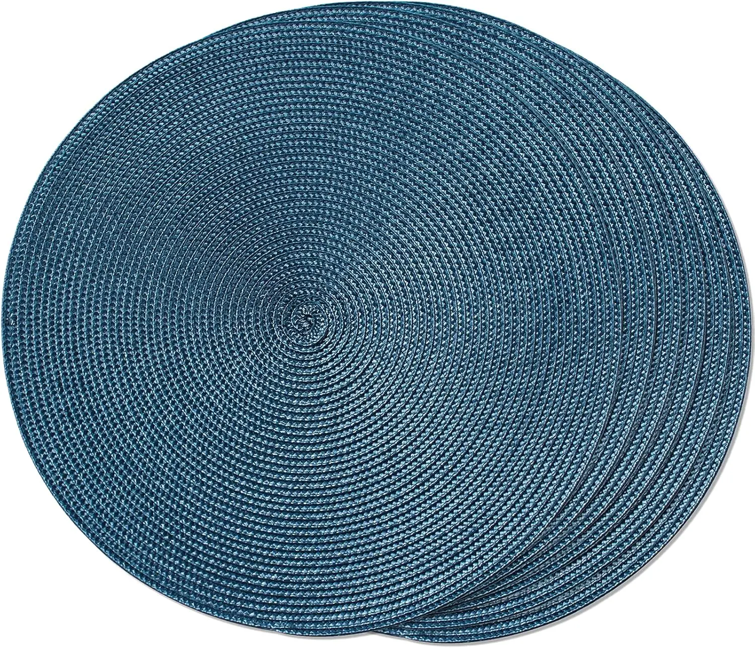 Round Braided Placemats Set of 6 Table Mats for Dining Tables Woven Washable Non-Slip Place mats 15 in(Blue,4/ 6/8/12pcs)