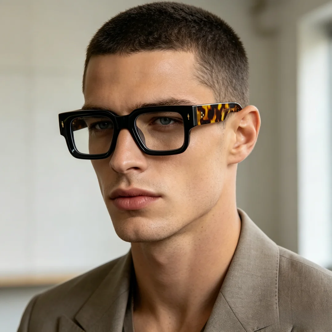 BETSION Vintage Thick Rectangle Glasses Frame Man Women Retro PC Optical Eyeglasses For Prescription Lenses #2346
