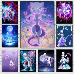 Japanese Pokemon Anime Mewtwo Mew Canvas Hd Prints Poster Home Comics Pictures Gifts Wall Art Children's Bedroom Room Decorative