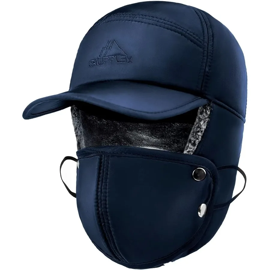 

Winter Trapper Hats for Men Warm Trooper Hunting Hat with Ear Flaps Windproof Mask Ushanka Hat for Women