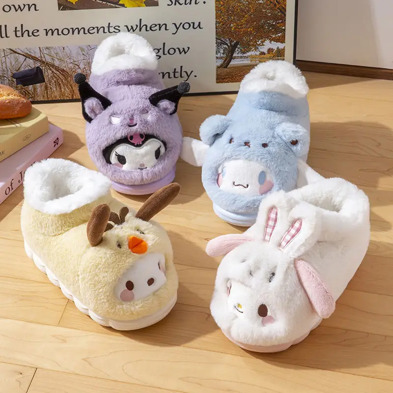 

Cinnamoroll Kuromi Anime Kawaii Sanrio Ins Cotton Shoes Winter Cute Cartoon My Melody Outdoor Home Warm Slippers Gifts for Girls