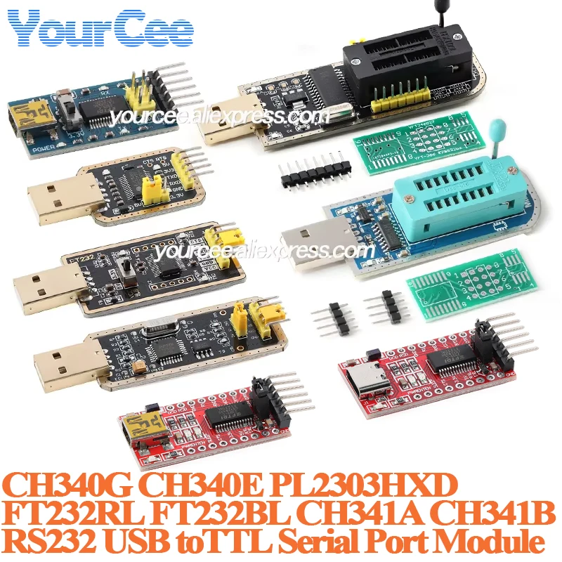 USB to TTL Serial Conversion Board Module FT232RL FT232BL CH340A CH340E CH340G PL2303HXD Downloader Burner Brush Programmer
