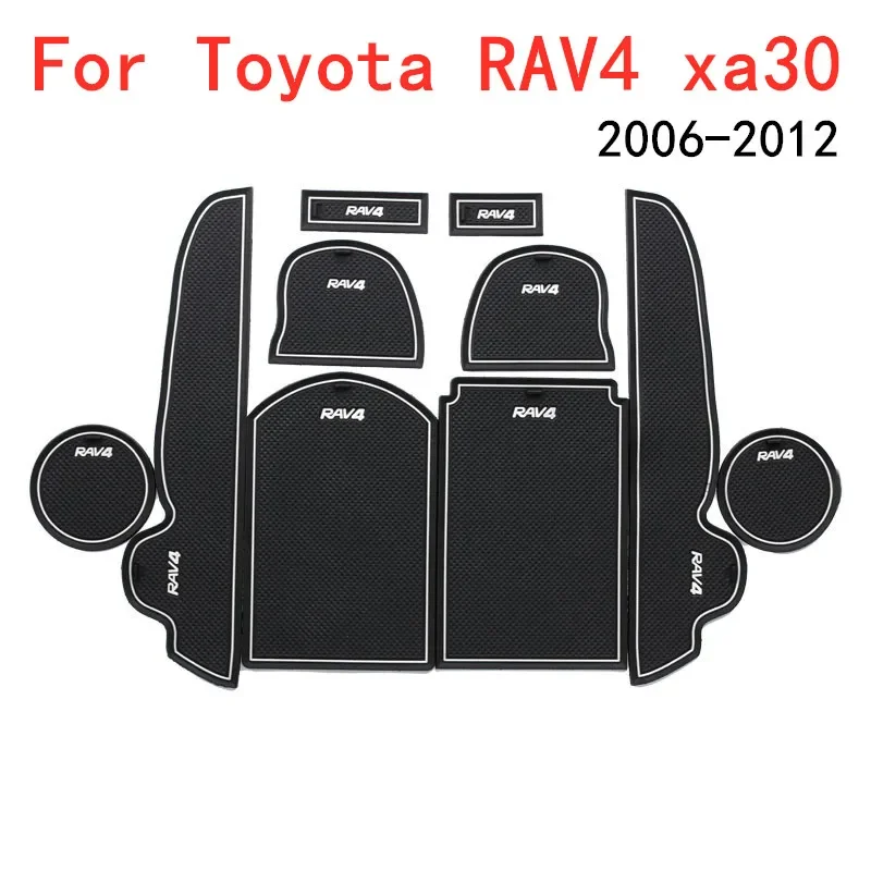 3D Rubber Mat For Toyota RAV4 xa30 2006-2012 Door Slot Pad Cup Cushion Groove Mat Lnterior Anti Slip Mat  Car Accessories