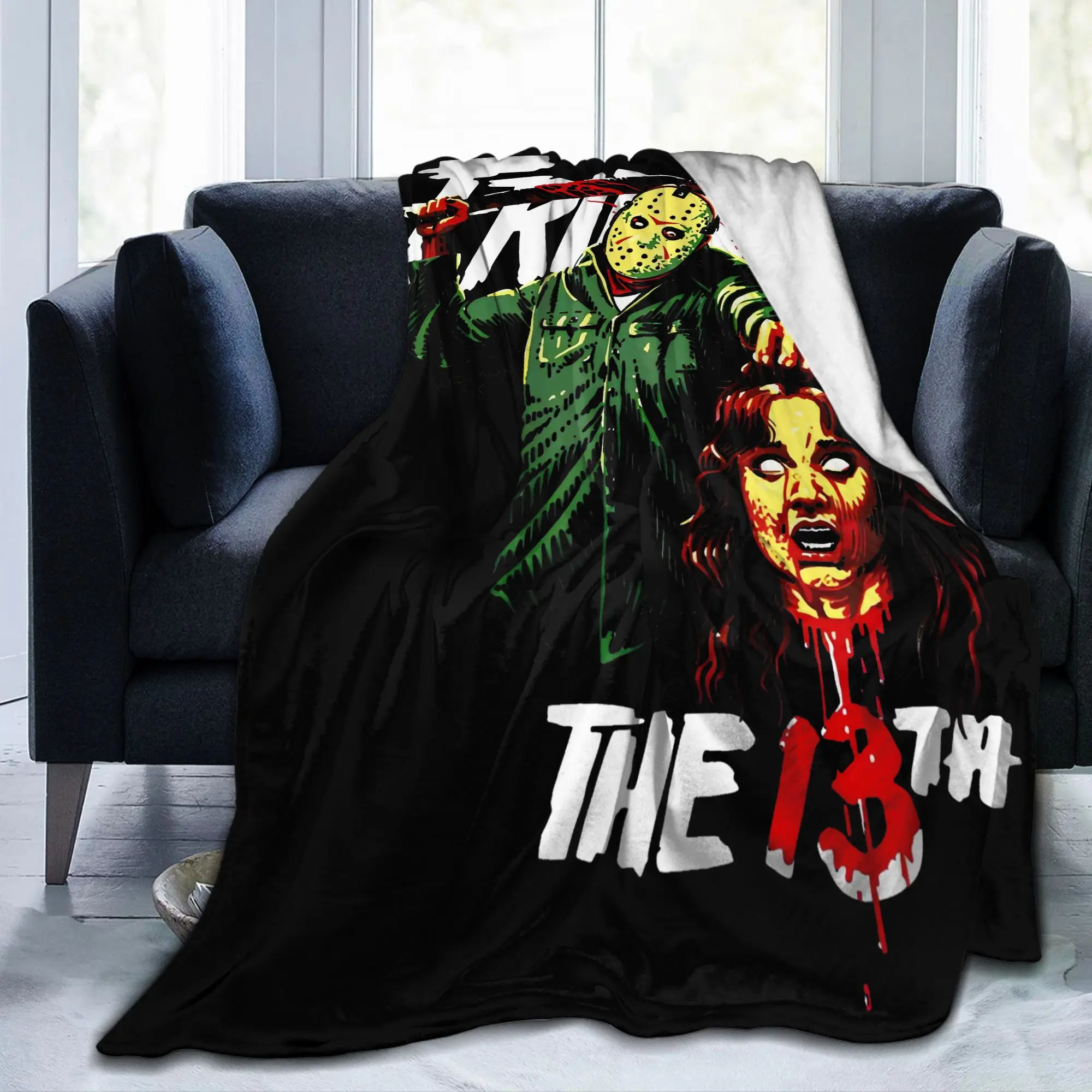 Friday Jason Voorhees 13th Blanket Horror Scary Halloween Flannel Funny Warm Throw Blanket for Bed Sofa Spring/Autumn Office