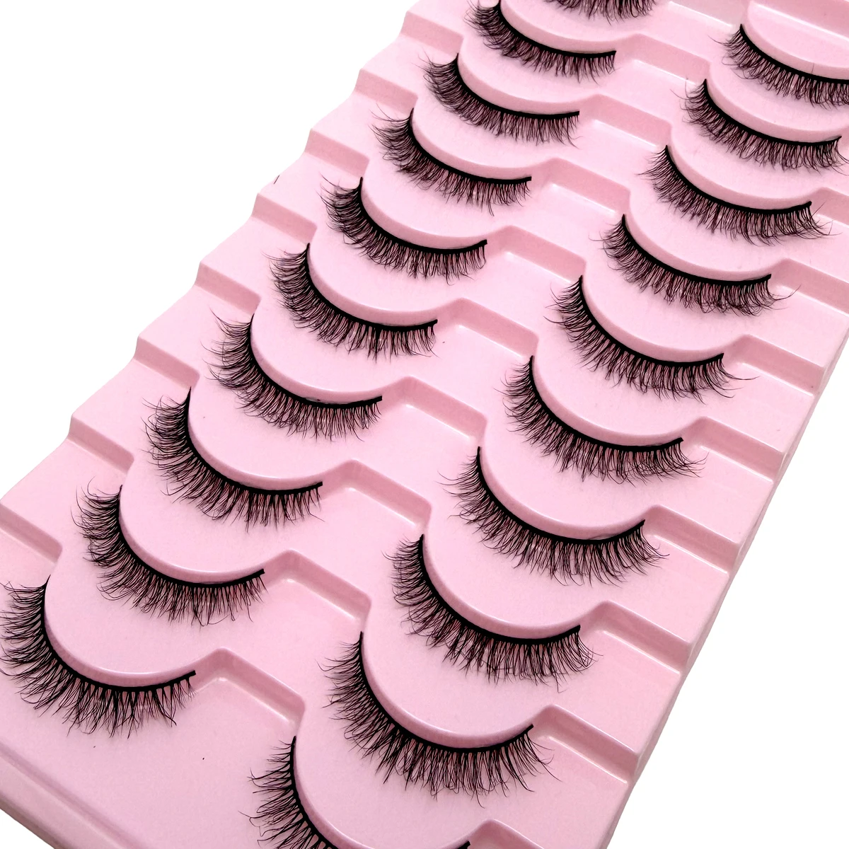 Neue 10 Paar falsche Wimpern, kurze Nerzwimpern, flauschig, dünn, weich, Kreuz-Nerzwimpern, natürliche kurze Wimpernverlängerung für Make-up