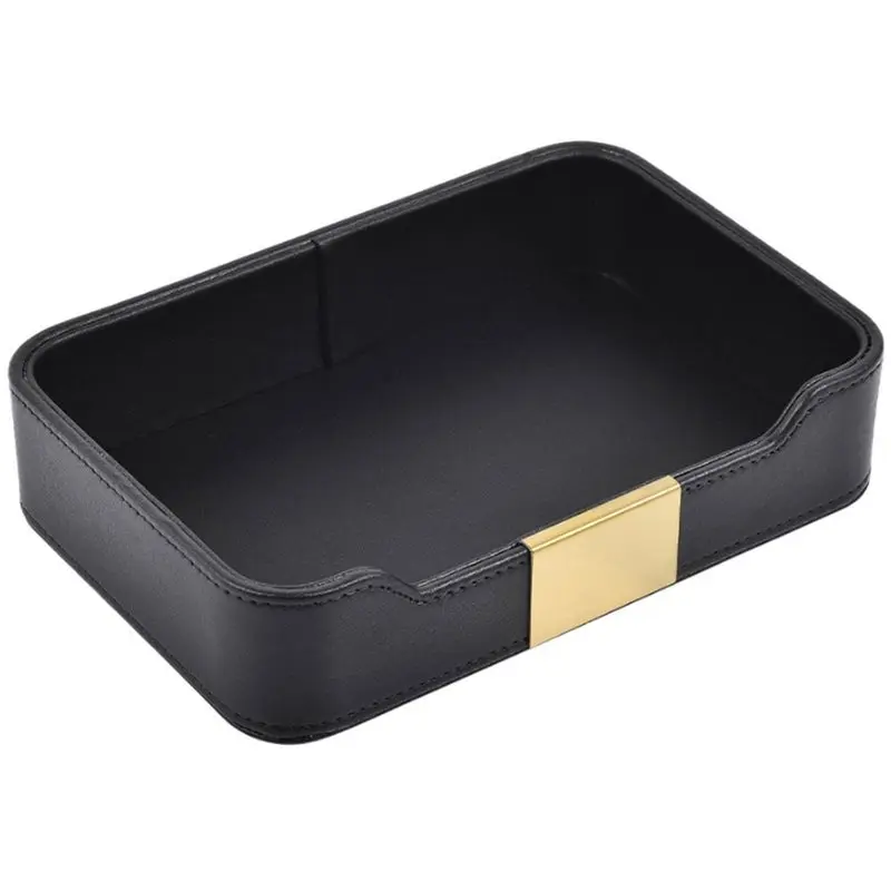 PU Leather Key Box- Entryway Storage Tray, Key Tray For Storing Watches, Jewelry, And Wallets Perfect Black