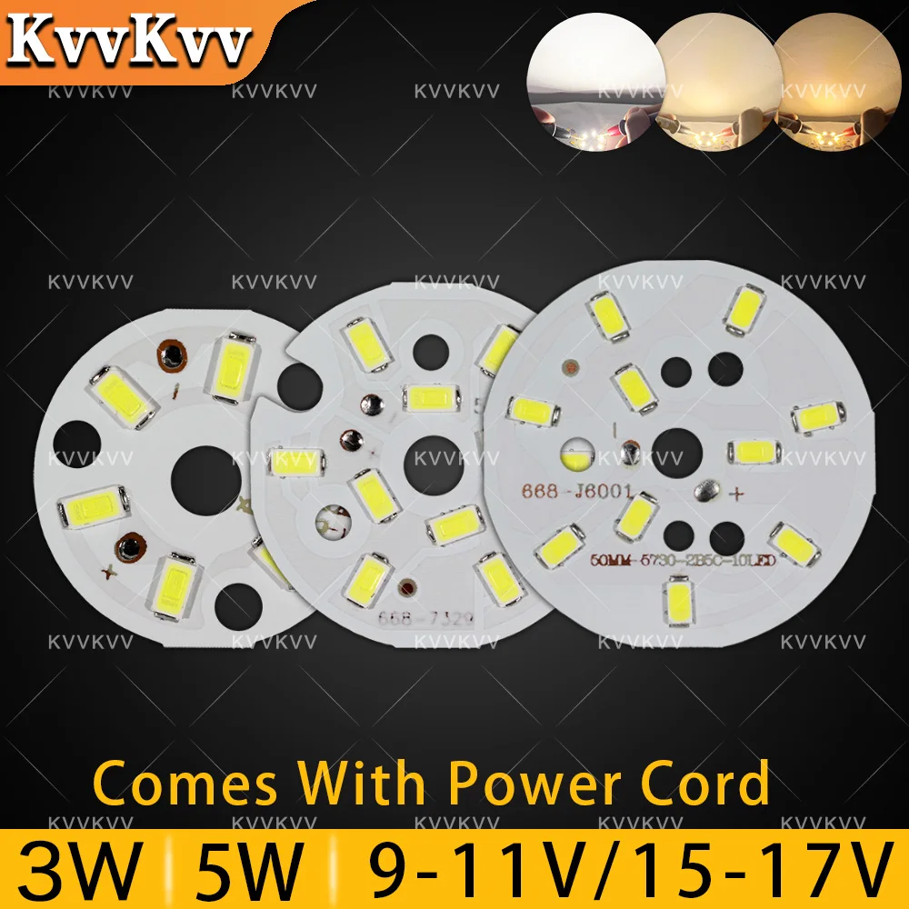 

1Pcs LED Light Board 3W 5W 40mm 50mm PCB Led Lamp Plate Warm Natural White SMD5730 For DIY Bulb Crystal Ceilig Light Downlight