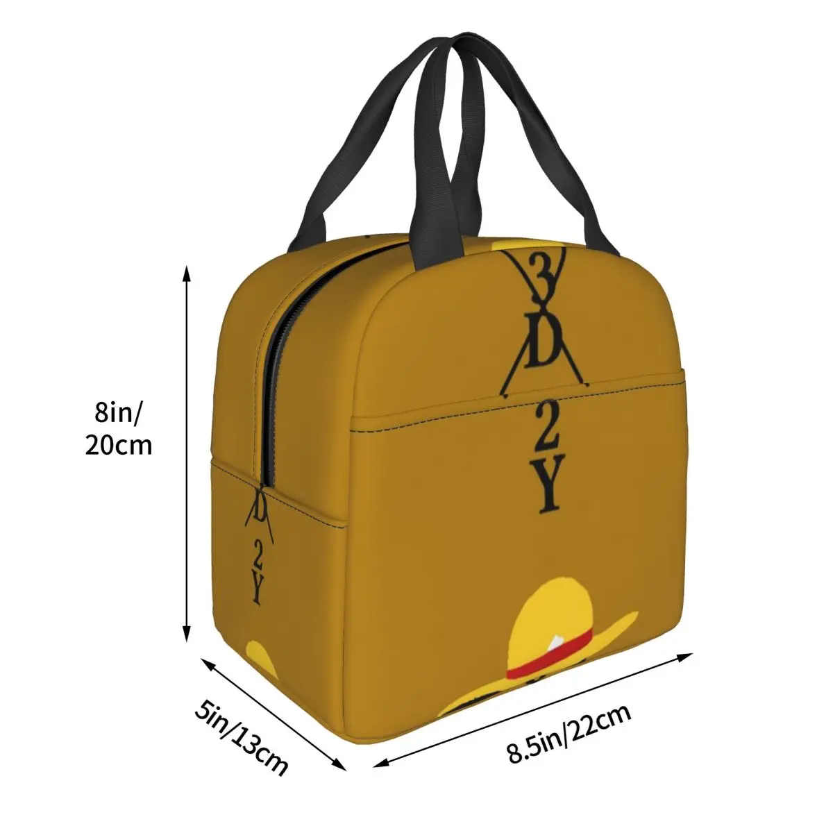 3D2Y One Piece Luffy Wanted Lunch Bags Insulated Bento Box Waterproof Lunch Tote Cooler Thermal Bag for Woman Children Travel