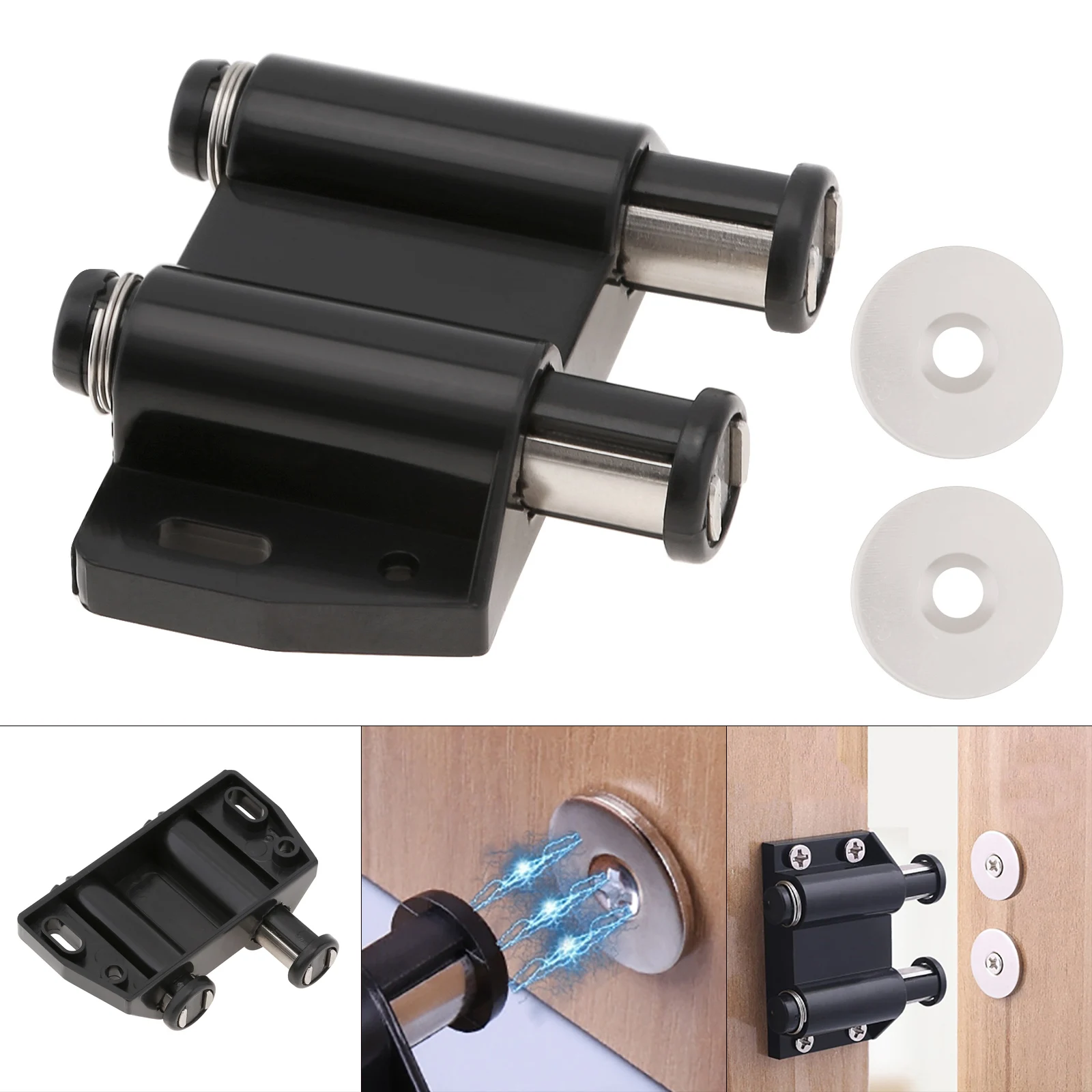 1 Piece Metal Pressed Double Round Head Magnetic Catch Latch Push Touch Latch for Cabinet / Closet