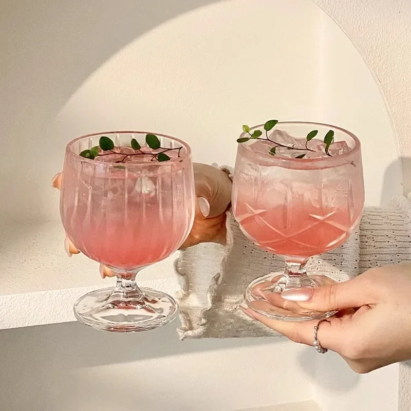 Vietri Mare Retro Highball Glass for Red Wine And Cocktails Elegant Long Stemmed Wine Glass Durable Bar And Restaurant Quality