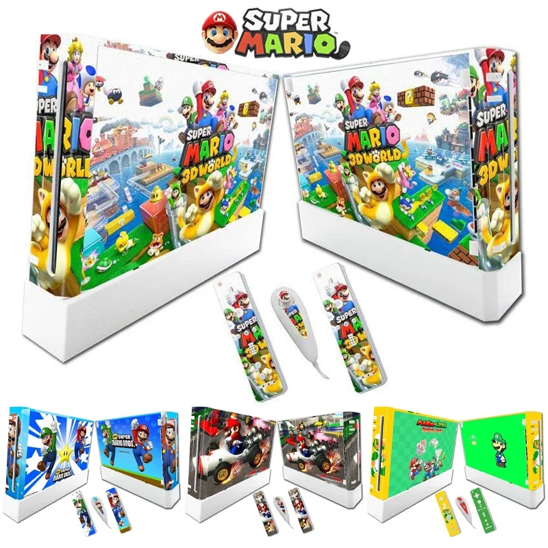 Super Mario Bros WII PVC Colorful Skin Sticker Decal Cover for Nintendo WII Game Console Fuselage Controller Protective Film