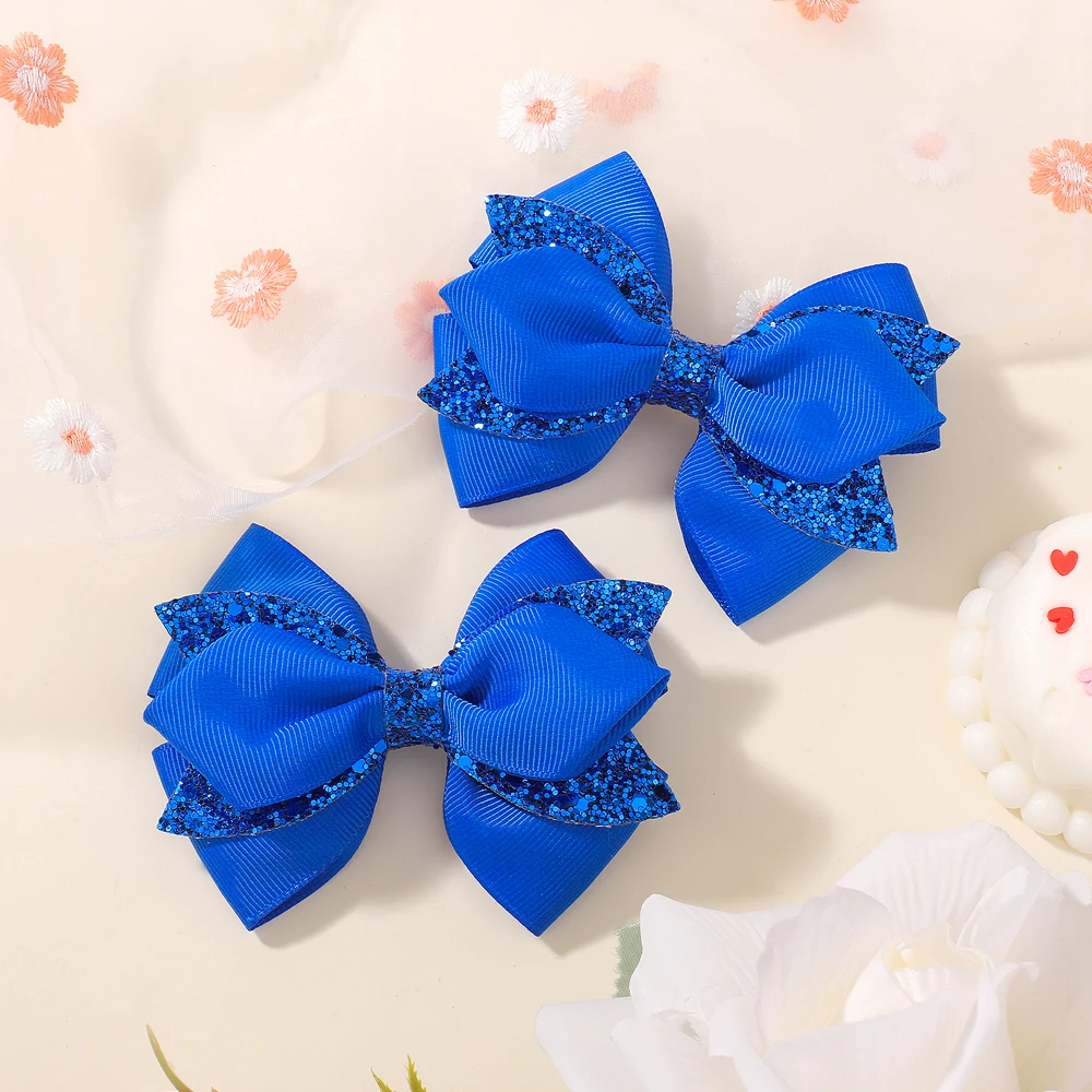 2 stks Nieuwe Pailletten Strikken Haarspeldjes Meisjes Kids glanzende Haarspeld Mode Hoofddeksels Hoofdtooi Kinderen Haaraccessoires Geschenken Groothandel