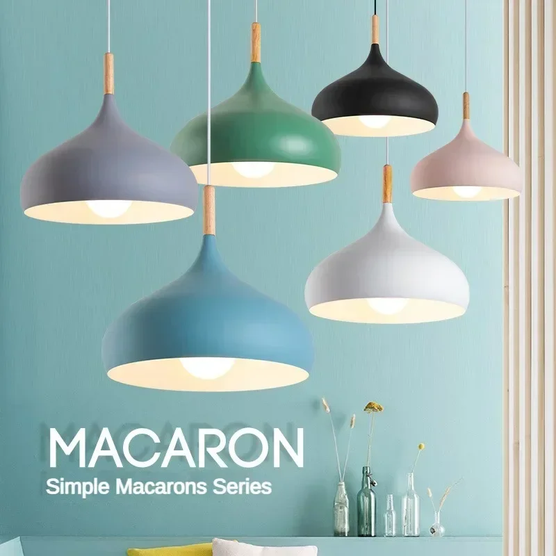 nordic macaroon color pendant lights simples pendurado lampada unica cabeca metal chandelier loft decoracao cozinha cafe 01