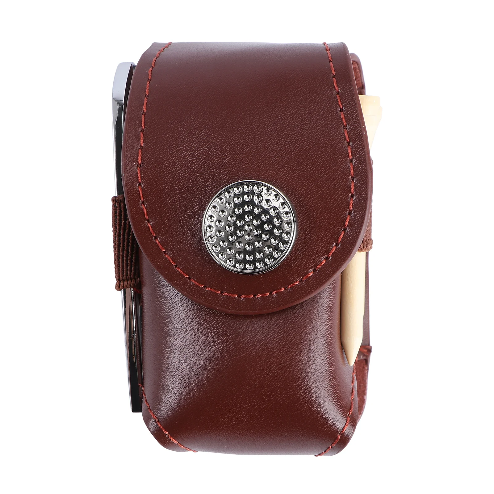 

Golf Accessory Ball Holder Pouch Bag With Divot Fork Storage Clip-On Tee Tool Portable Organizer For Outdoor Sports Brown