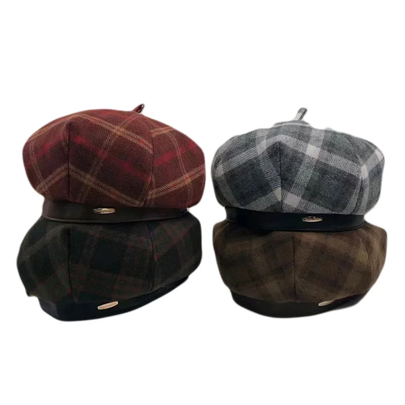 Neue frauen Retro Mode Wolle Baskenmütze Beiläufige Gestrickte Künstler Hut Vielseitig Wmar Runde Top Knospe Hüte Casual Outdoor Berets – Detail 2