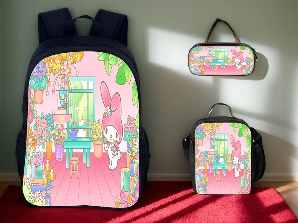 

Unisex Kid Melody Lightweight Backpack with Lunch Box Pencil Case,Large Capacity Rucksack Waterproof Knapsack for School