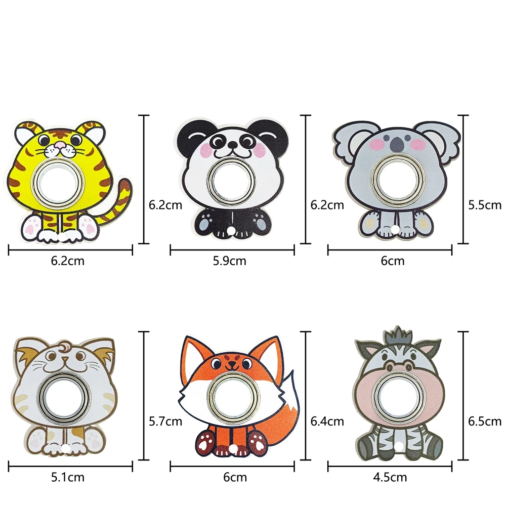 Porte-clés Spinner Panda renard en forme de tigre, 3 pièces, en acrylique, Fidget Finger Spinners, jouets du bout des doigts