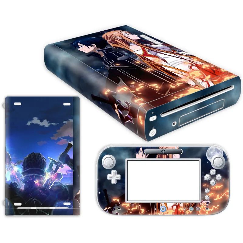 Set stiker Decal Wii U, tema kartun, cakupan penuh, bahan PVC tahan air, tahan lama