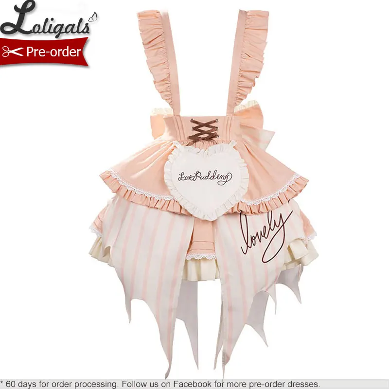 Pre-order ~ Cute Short Lolita Dress Sweet Asymmetrical Hem Mini Suspender Skirt ~ Lovely Pudding by Ocelot