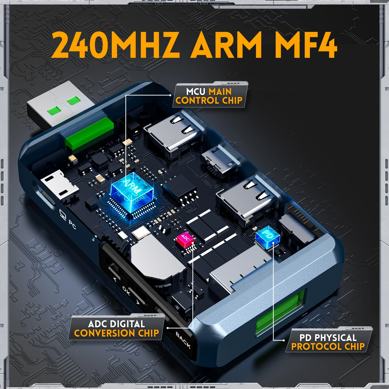 Imagem -04 - Fnirsi Usb Tester Voltímetro e Amperímetro tipo c Detecção de Carga Rápida Trigger Capacidade Ripple Measurement com Cnc Metal Shell Fnb48p