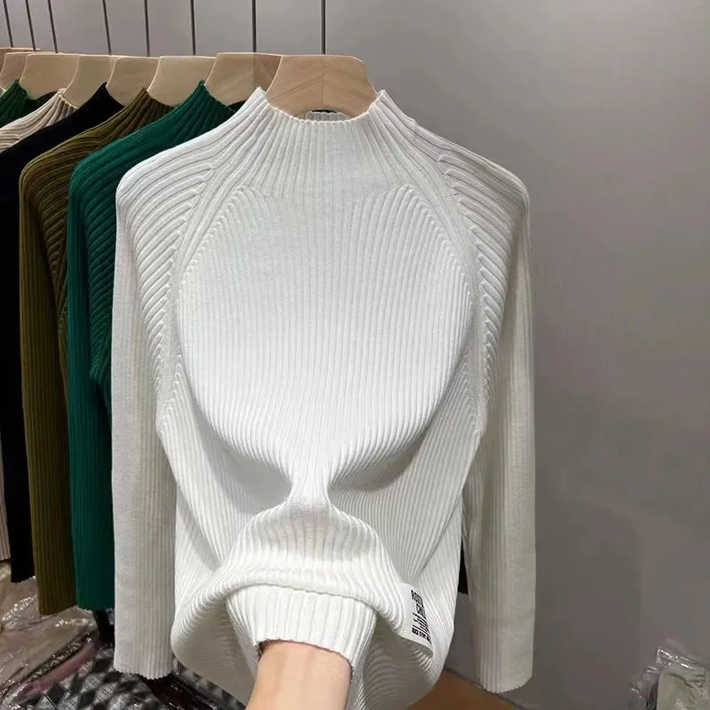 

Turtleneck Sweater Women Fashion 2024 New Stretch Tops Women Knitted Pullovers Long Sleeve Bottoming Knitted Sweater