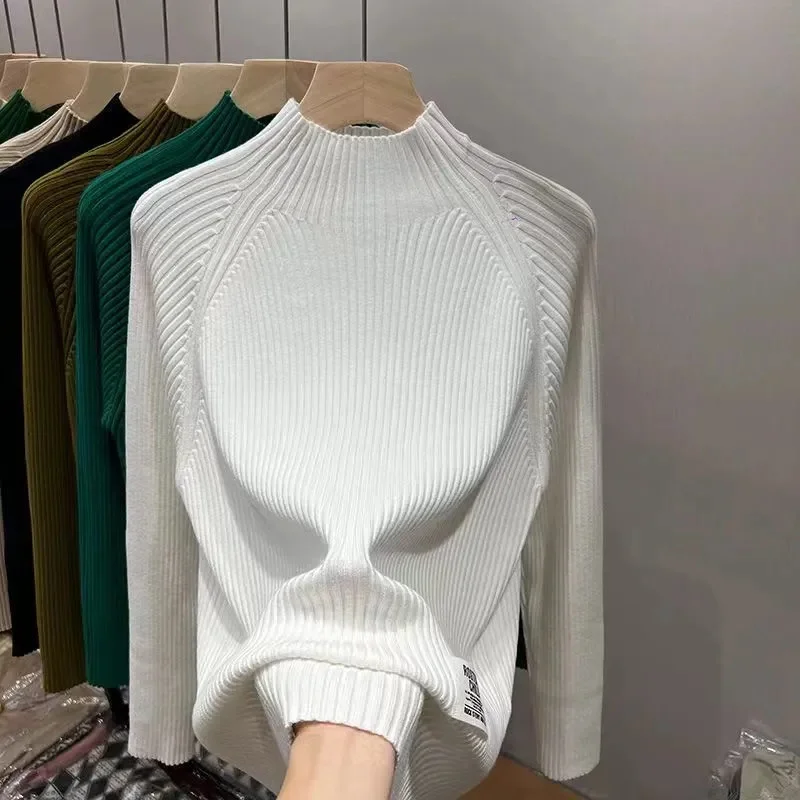 Turtleneck Sweater Women Fashion 2024 New Stretch Tops Women Knitted Pullovers Long Sleeve Bottoming Knitted Sweater