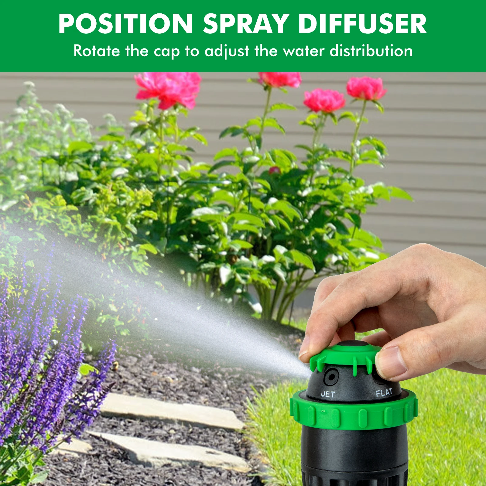 [2 шт.] Спринклер RESTMO с зубчатым приводом и металлическим шиповым основанием, сверхмощная система полива сада с 5 узорами
