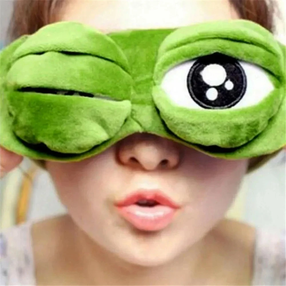 Hirigin New Unisex Creative Travel Sleep 3D Eye Mask Cartoon Frog Filled Hood Eyeshade Cover Blinder Office School Blindfold