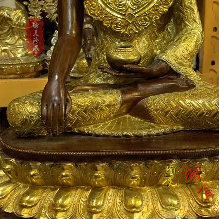 GOOD buddha statue # 48cm Large huge Buddhism Jokhang Temple Omnipotent JueVo Gold-plated copper Talisman