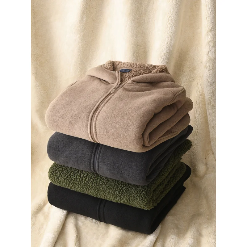 W2EJOURNEY الاتحاد الأوروبي الولايات المتحدة حجم قسط جودة فاخرة ملابس خارجية خمر 520 جرام الوزن الثقيل شيربار الصوف قلنسوة بسحاب سترة #2