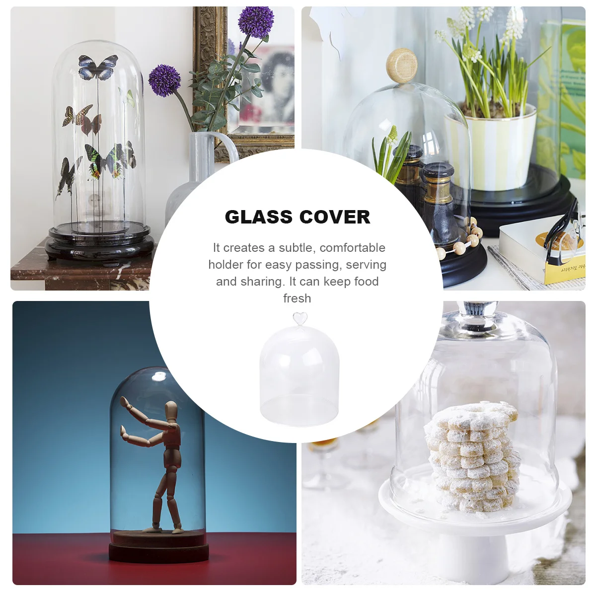 

Glass Display Cake Cover Transparent Micro Landscape Protective Hood Food Fresh-Keeping Cover Dessert Protection