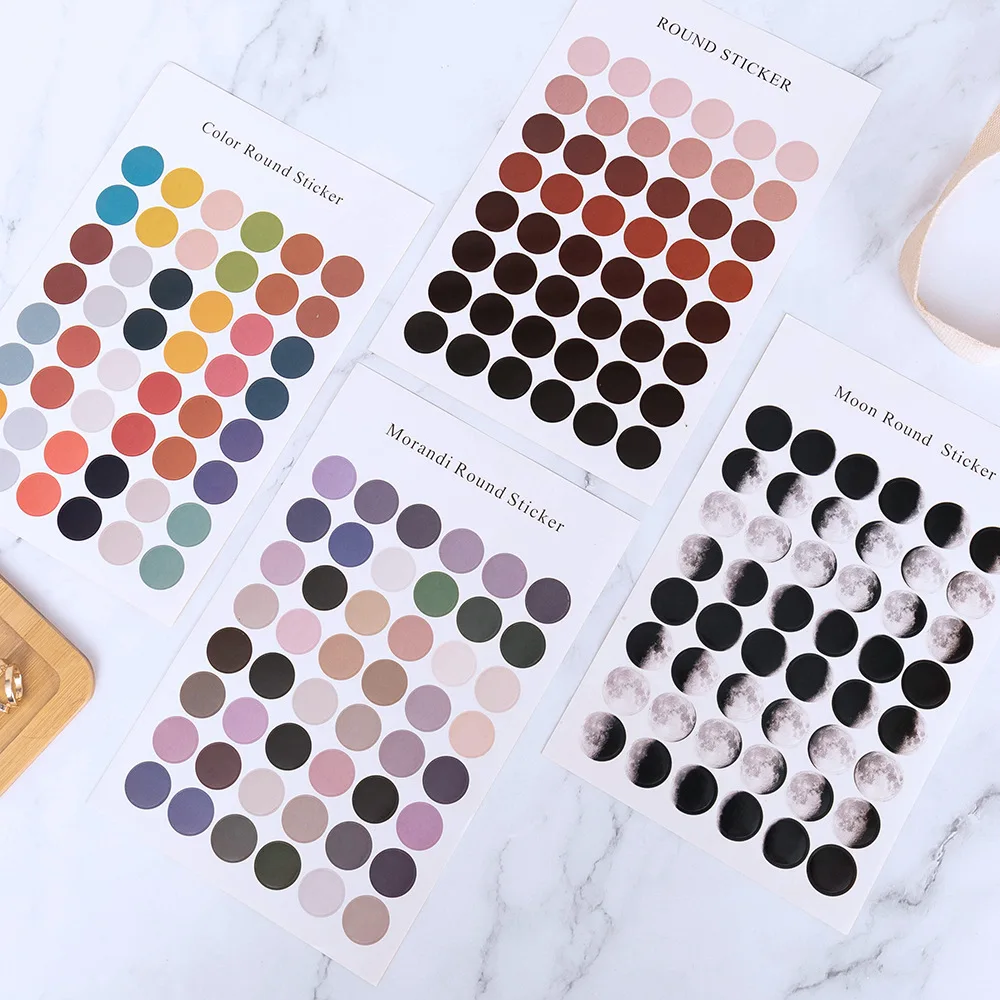 

10PCS Gradient Solid Moon Sticker For Gift Decoration Colorful Morandi Gift Package Stickers INS Style Frame Picture Diary Decor