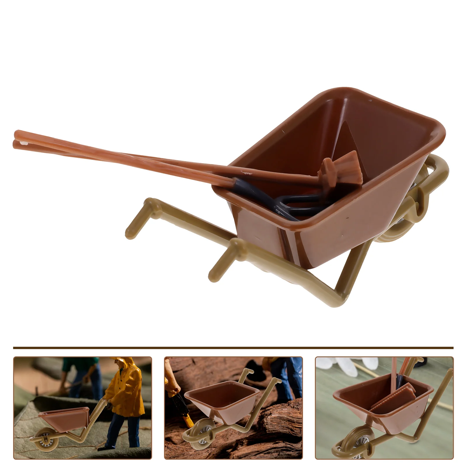 2 Sets Mini Cart Little House Tiny Farming Tool Accessory Miniature Accessories Tools Child