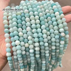 5A Natural Amazonite Stone Beads Round Loose Beads For Jewelry Making 4 6 8 10 12mm Perles Gem Loose Beads Diy Bracelet Necklace