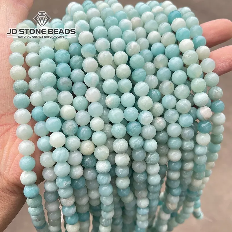 5A Natural Amazonite Stone Beads Round Loose Beads For Jewelry Making 4 6 8 10 12mm Perles Gem Loose Beads Diy Bracelet Necklace