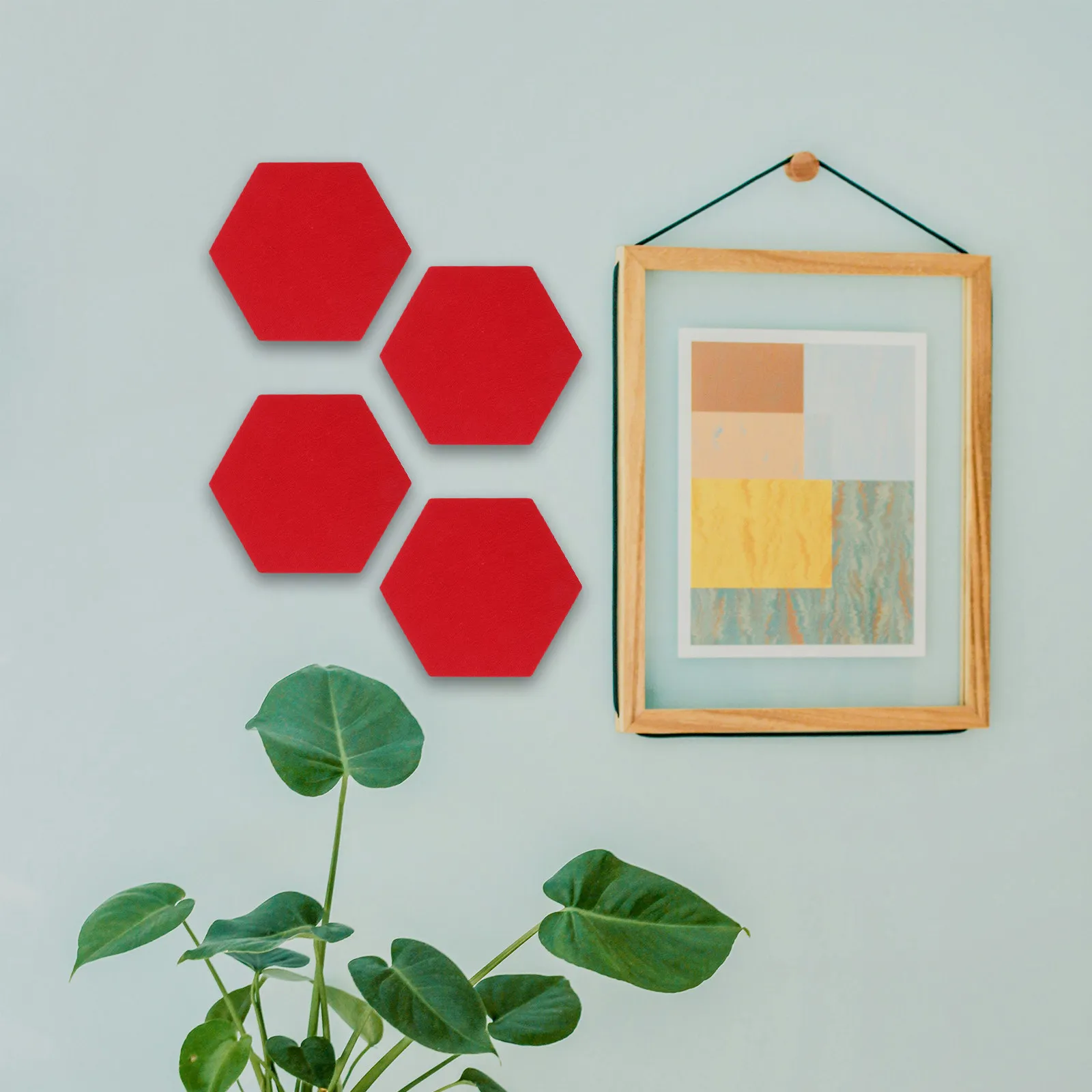 12Pcs Felt Wall Pin Boards Hexagon Acoustic Panels Self Adhesive Decorative Tiles for Home Office Interior Sound Absorbing Wall - view 3