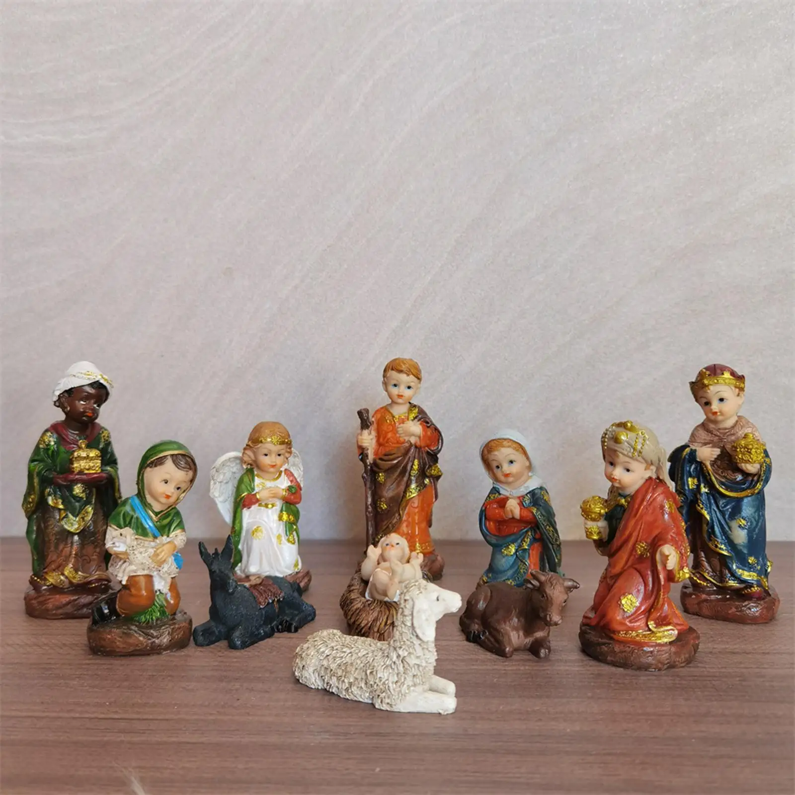 12cm Resin Nativity Figures Statue Set Crafts Birth of Jesus for Party Home Christmas Decoration Xmas Tabletop Nativity Scenes