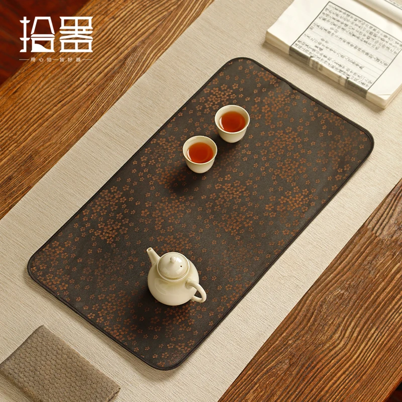 New Chinese gauze dry tea mat thickened tea tablecloth mat anti-hot heat insulation mat absorbent tea tray mat cloth table flag