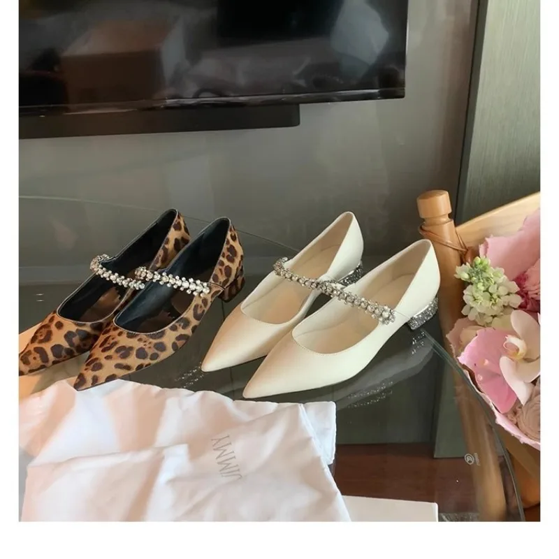 

Flat Shoes for Women Spring and Autumn 2025 New Elegant Pointed Toe Rhinestone Leopard Print Shallow Ladies shoes loafers women