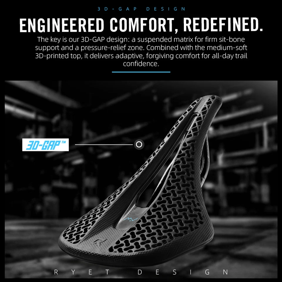 RYET 3Dプリントフルカーボンサドル 140mm 超軽量 120g ロードMTB