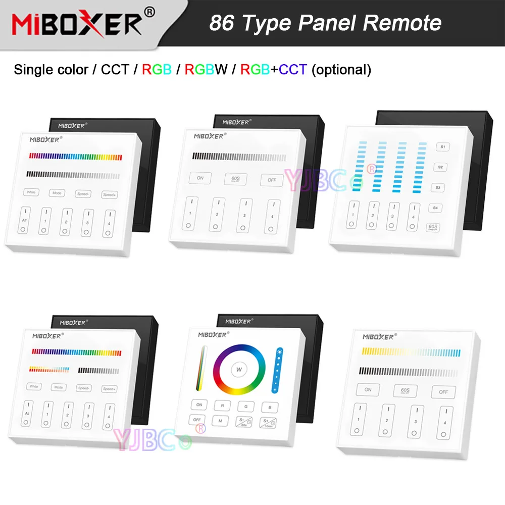 

Регулятор яркости Miboxer 86, Одноцветный, CCT, RGB, RGBW, RGBCCT, контроллер светодиодной ленты, 3 в, 220 В, 110 В, 4-зонный умный пульт дистанционного управления сенсорной панелью