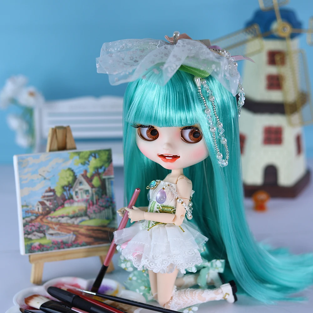 

ICY DBS Blyth Doll 30cm Fair Skin Matte Face Smiling Face Canines Doll 19 Joints Body Including Dress & Shoes Festival Girl Gift