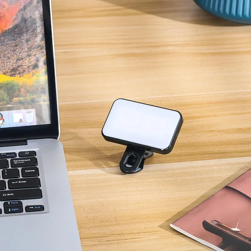 

Portable Mini Selfie Fill Light Rechargeable 3 Modes Adjustable Brightness Clip On For Phone, Laptop, Tablet Meeting, Make Up