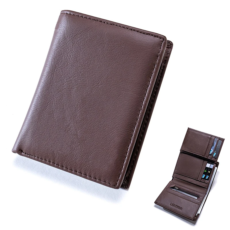 

Мужской кошелек из натуральной кожи, RFID-держатель для кредитных карт, кошельки и сумки с карманами для монет, короткие кошельки для карт для мужчин, подарок