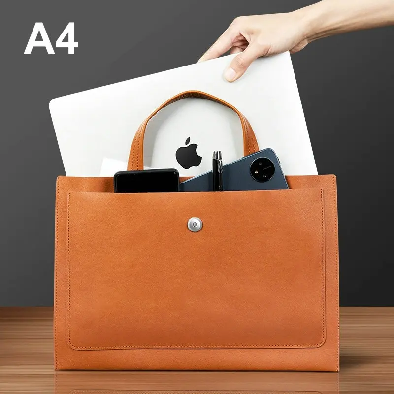 Women's PU Leather Briefcase A4 Document Bag Waterproof Hand Bag Ladies Business Bags For Documents A4 Portable Document Pouch