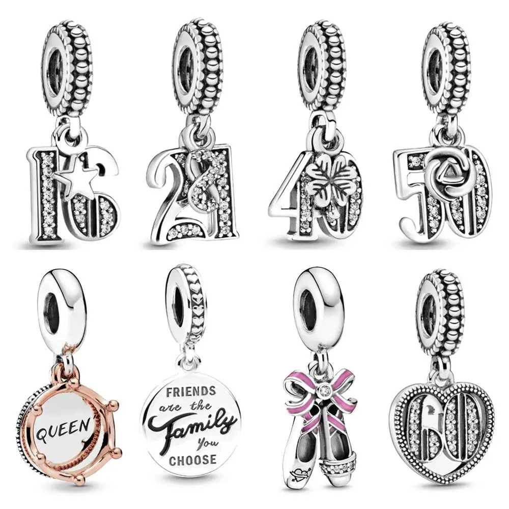 

Fit Original Pandora Charms Bracelet 925 Sterling Silver friend queen 21 40 50 60 Pandora Charm Bead DIY Jewelry Making Berloque