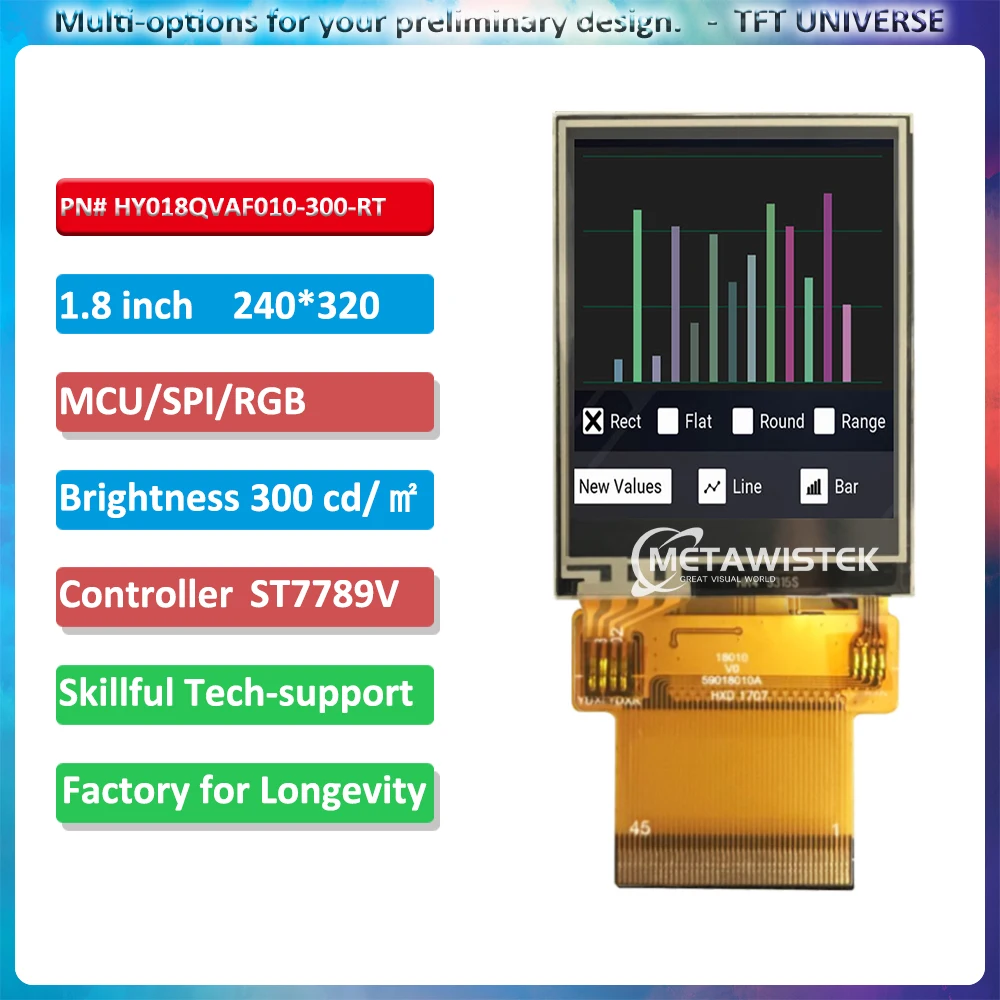 

LCD resolution 240X320 high brightness 550cd resistive touch display ST7789 controller MCU/SPI/RGB interface TFT display